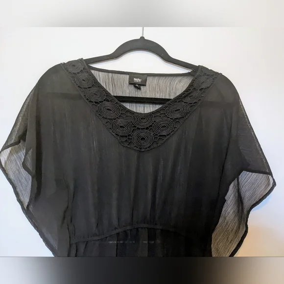 Mossimo Black Sheer Swimsuit Coverup with Lace Detail sz XS - Picture 2 of 10